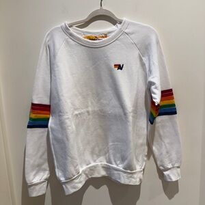 Aviator Nation Rainbow Stitch Sleeve Crewneck size small